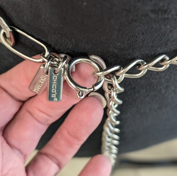 Chico's Pebbled Silver Tone Chain Belt, 50" - Picture 8 of 11